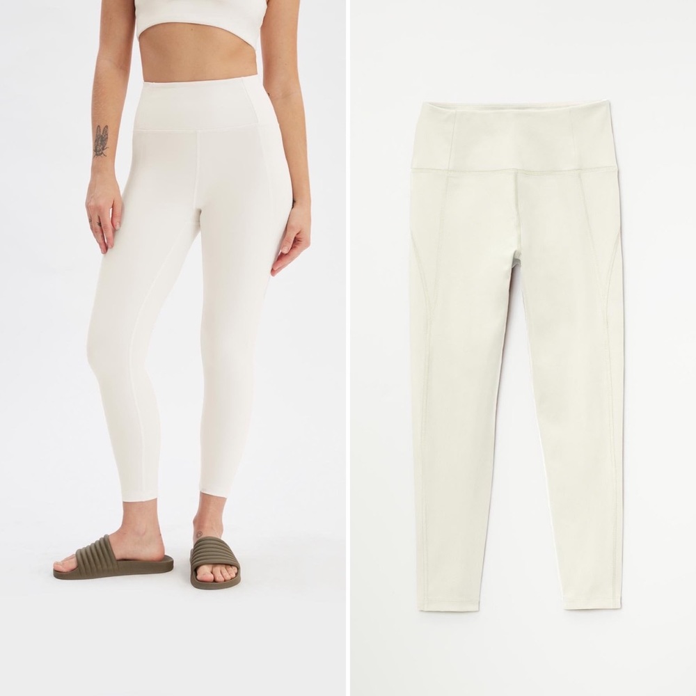 Girlfriend Collective Compressive High Rise Legging Ivory M Medium Compression